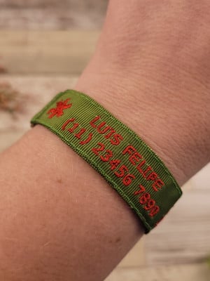 Pulseira de identificação com alerta médico - verde musgo