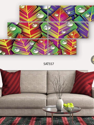 Quadro decorativo folhagem 3d conjunto 6 telas 1,34x61cm
