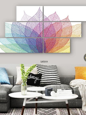 Quadro decorativo folhagem 3d conjunto 6 telas 1,34x61cm