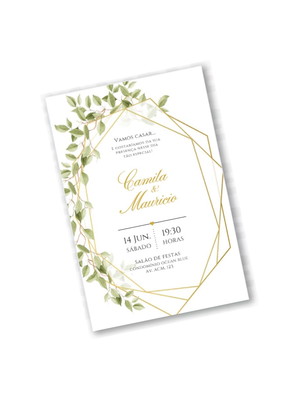 Arte convite casamento noivado digital folhas virtual