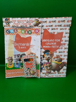 Kit colorir com caixa de giz personalizada 44 gatos