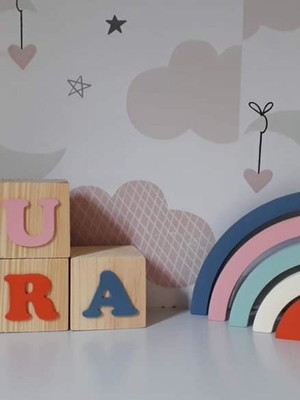 Kit 5 cubos pinus+ arco iris mdf