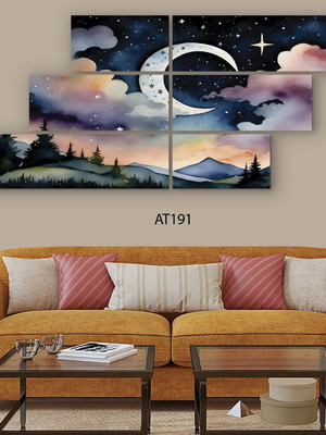 Quadro decorativo paisagem conjunto 6 telas 1,34x61cm