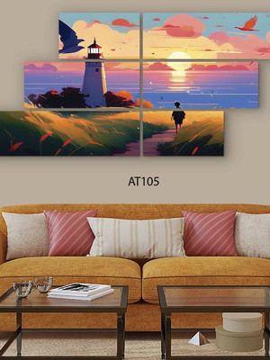 Quadro decorativo paisagem conjunto 6 telas 1,34x61cm