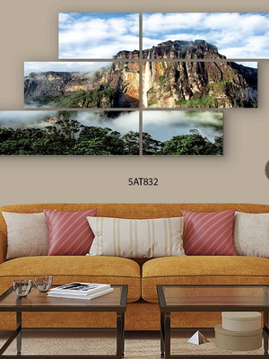 Quadro decorativo paisagem conjunto 6 telas 1,34x61cm