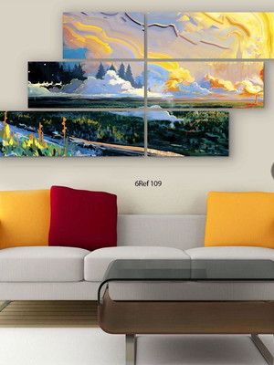 Quadro decorativo paisagem conjunto 6 telas 1,34x61cm