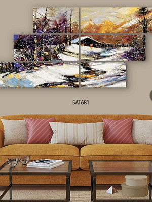 Quadro decorativo paisagem conjunto 6 telas 1,34x61cm