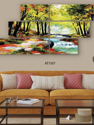 Quadro decorativo paisagem conjunto 6 telas 1,34x61cm