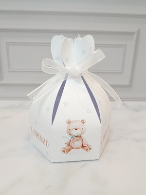 Lembrancinha chá de bebê urso ursinho bege e azul
