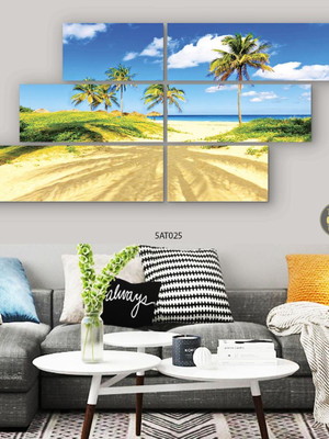 Quadro decorativo paisagem praia conjunto 6 telas 1,34x61