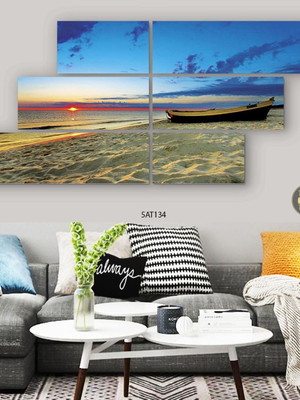 Quadro decorativo paisagem praia conjunto 6 telas 1,34x61