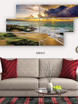 Quadro decorativo paisagem praia conjunto 6 telas 1,34x61