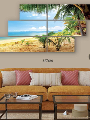 Quadro decorativo paisagem praia conjunto 6 telas 1,34x61