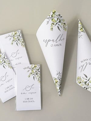 Kit casamento verde oliva cones e lágrimas de alegria