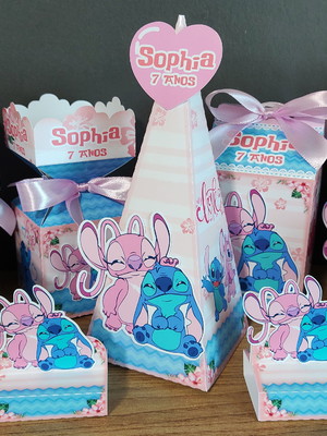 Kit personalizado 25 peças - stitch e angel