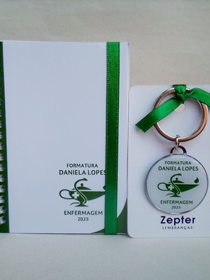 Kit formatura enfermagem lembrancinha bloquinho e chaveiro