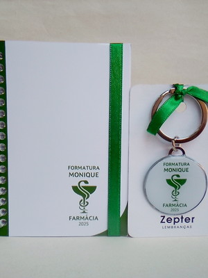 Kit formatura farmácia lembrancinha bloquinho e chaveiro