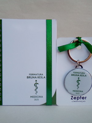 Kit formatura medicina bloquinho com chaveiro