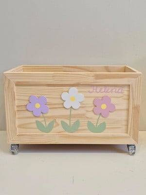 Caixote organizador de brinquedos flor