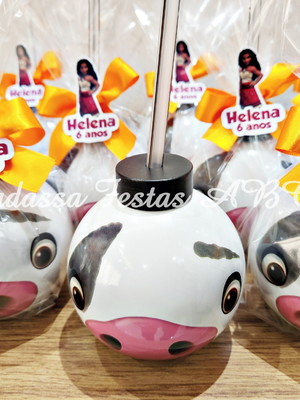 Copo com canudo porquinho lembrancinha moana 450 ml