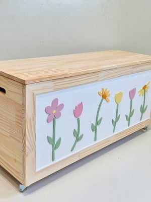 Baú de brinquedos flores