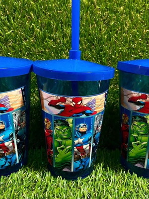 Copo com canudo vongadores personalizado 400ml