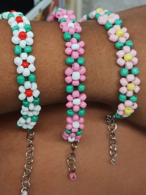 Kit 10 pulseiras floral primavera