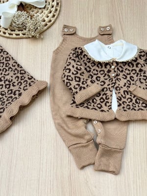 Saída de maternidade menina tricot oncinha luxo 4 peças