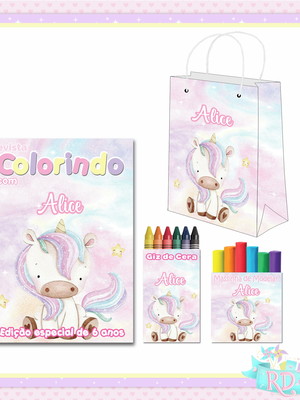 Kit colorir com massinha e sacolinha unicórnio