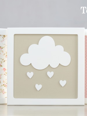Kit quadros bebe parede nuvem amor coracao balao menina d178
