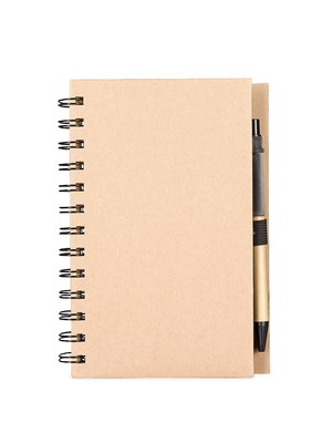 Caderno ecológico com autoadesivos e caneta personalizado