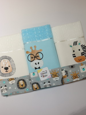 Kit toalhinha escolar personalizada com nome - 3 peças