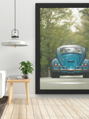 Arte digital quadro - carro fusca azul
