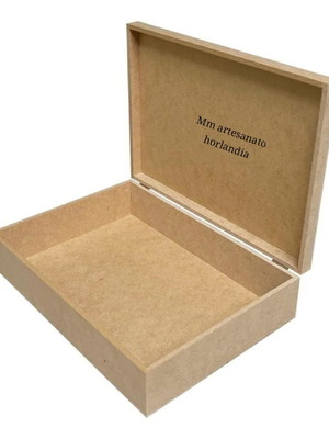 Caixa mdf retangular com dobradiça 35x25x8,5cm