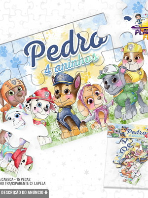 Quebra cabeça patrulha canina personalizado festa infantil