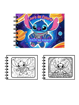 Livro de colorir digital: stitch no espaço