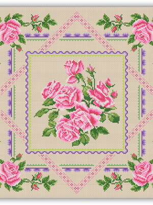 Rosas - gráfico ponto cruz