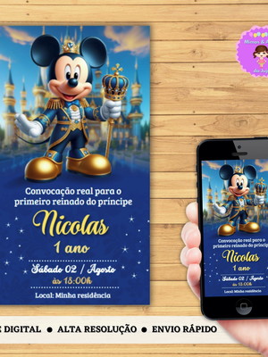 Convite digital virtual mickey realeza