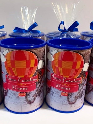 Cofrinhos personalizados com saquinho e fita