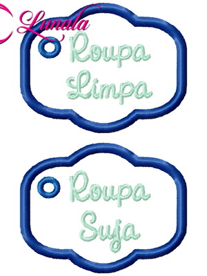 Matriz de bordado - tag roupa limpa suja9 - com aplique