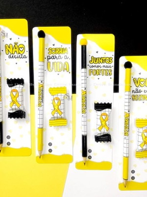 Card com lápis e bala personalizados setembro amarelo