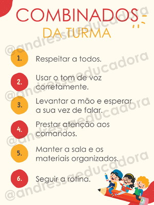 Cartaz combinados da turma educação infantil e anos inicias