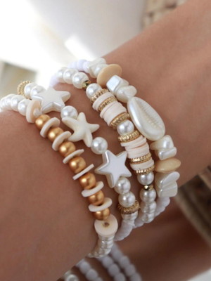Kit quatro pulseiras boho verão com elástico