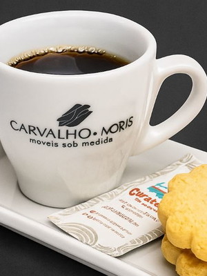 Xícara 90ml com pires personalizado com sua logomarca