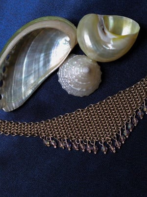 Pulseira de alpaca em malha inglesa e cristais jablonex