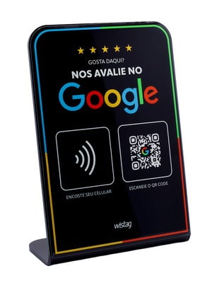 Placa de avaliação google com nfc e qr code