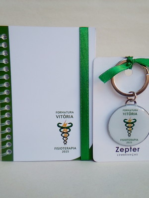 Kit formatura fisioterapia lembrancinha bloquinho e chaveiro