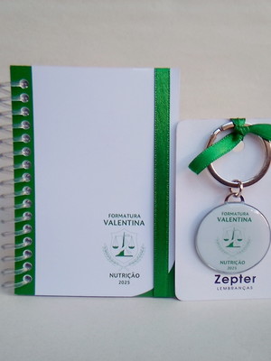 Kit formatura nutrição lembrancinha bloquinho e chaveiro