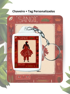 Chaveiro acrílico com tag personalizado - orixá xangô