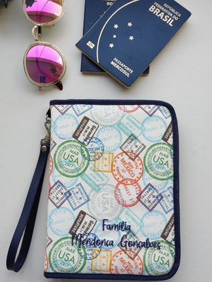 Carteira porta passaportes família personalizada